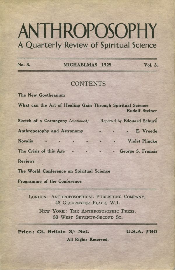 Anthroposophy Volume III Number 3 Michaelmas 1928 image