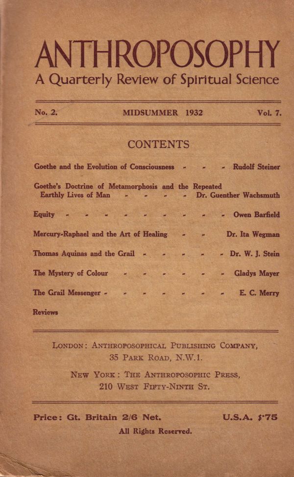 Anthroposophy - Midsummer 1932 Volume 7 Number 2 image